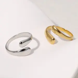 Briswear Stainless Steel Adjustable Water Drop Ring