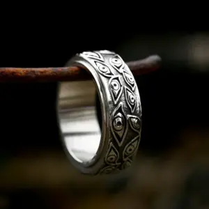 Briswear Stainless Steel Engraved Spinner Ring