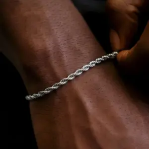 Briswear S925 Sterling Silver Rope Chain Bracelet